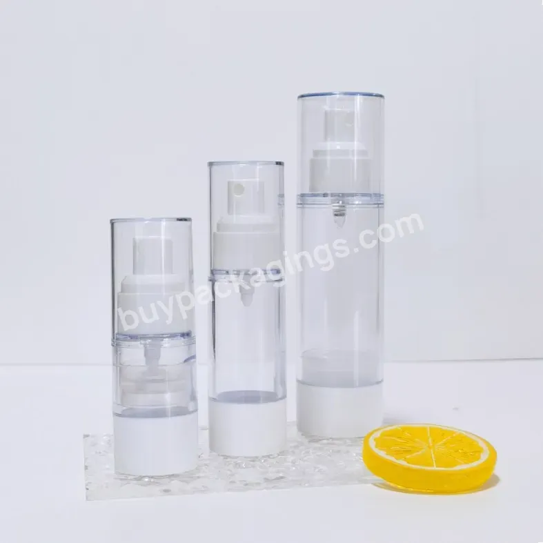 Cosmetic Packaging Plastic Spray Bottle 15ml 30ml 50ml 80ml 100ml Vacuum Clear Airless Pump Bottle