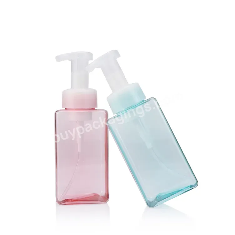 Cosmetic Plastic Bottle Set Packaging 100ml 250ml 450ml 500ml Empty Clear Square Plastic Squeeze Shampoo Foam Soap Pump Bottle