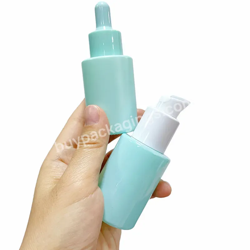 Cosmetics Packaging Containers 20 30ml 50ml 60ml Matt Blue Cosmetic Glass Serum Foundation Lotion Pump Glass Oil Dropper Bottle - Buy Eco Friendly 30ml Round Cosmetic Packaging Frosted Empty Face Serum Pump Lotion Foundation Bottle Glass Serum Bottle
