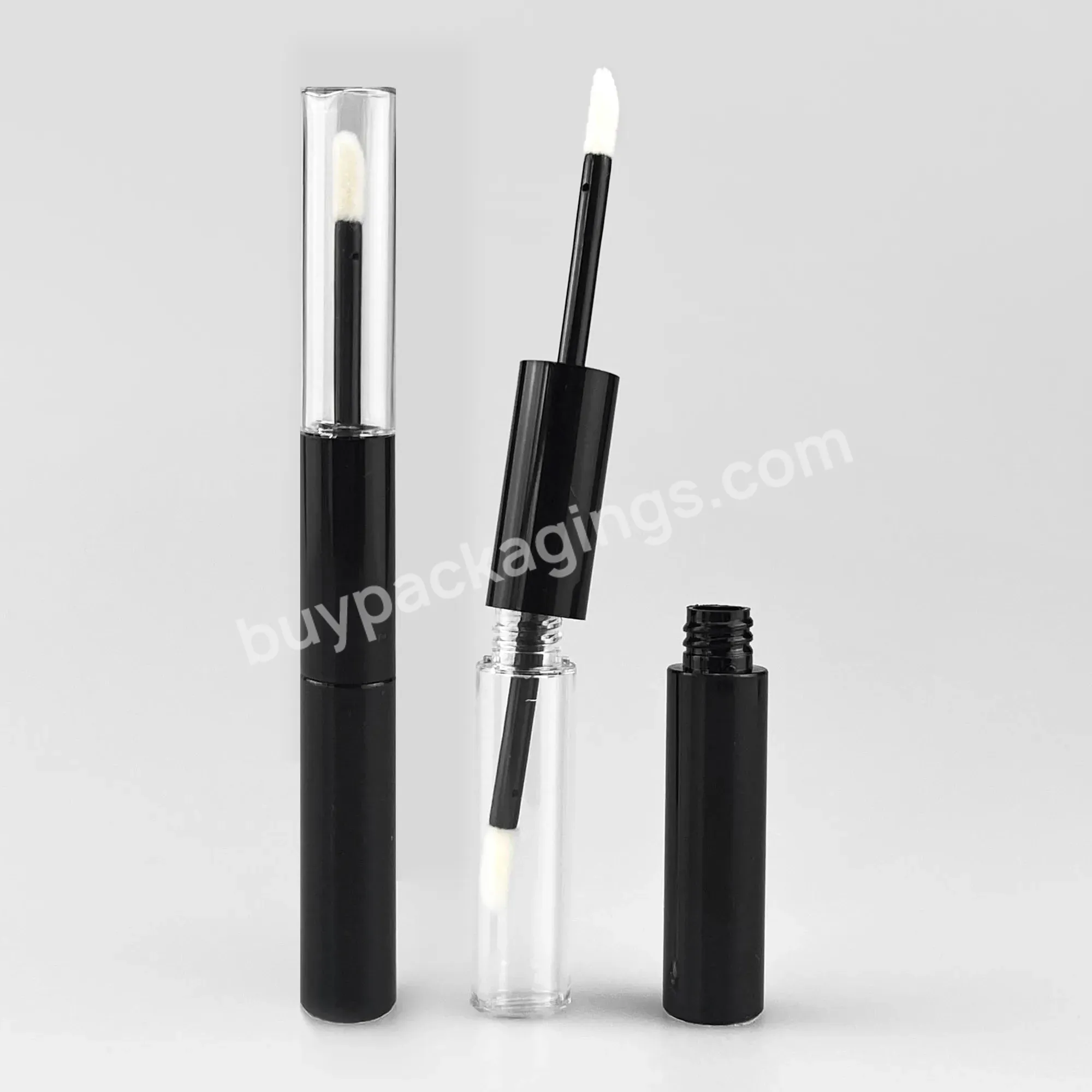 Cosmetics Packaging Plastic Double Sides Cosmetic Tube 5.5ml*2 Double Head Black Round Clear Lipgloss Tubes - Buy Double Head Clear Lipgloss Tubes Empty Wholesale Lipgloss Bottle With Brush,Round Black Clear Lipgloss Tubes 5.5ml*2 Mascara Eyeliner Tu