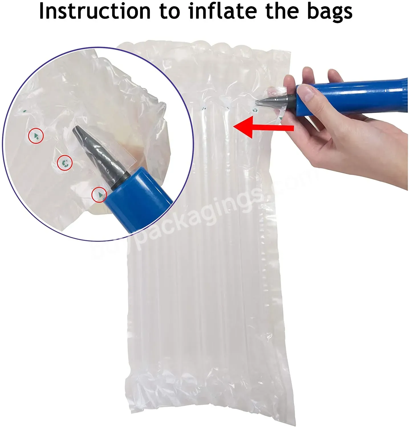Costom Shipping Thickening Protector Tube Inflatable Plastic Cushion Air Column Bag - Buy Insulation Air Bubble,Plastic Bubble Bags For Wine Bottles,Inflatable Packaging Air Bags.