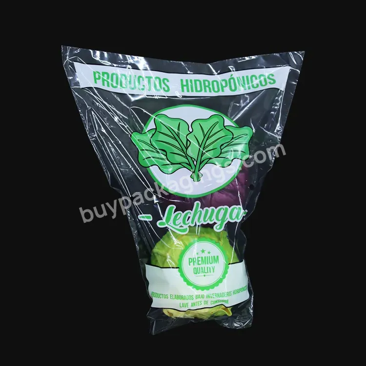 Cpp Opp Packaging Clear Custom Logo Printing Food Grade Transparent Flower Sleeve Lettuce Bag With Holes Vegetable Poly Bags - Buy Lettuce Bag,Flower Sleeve,Vegetable Packaging.
