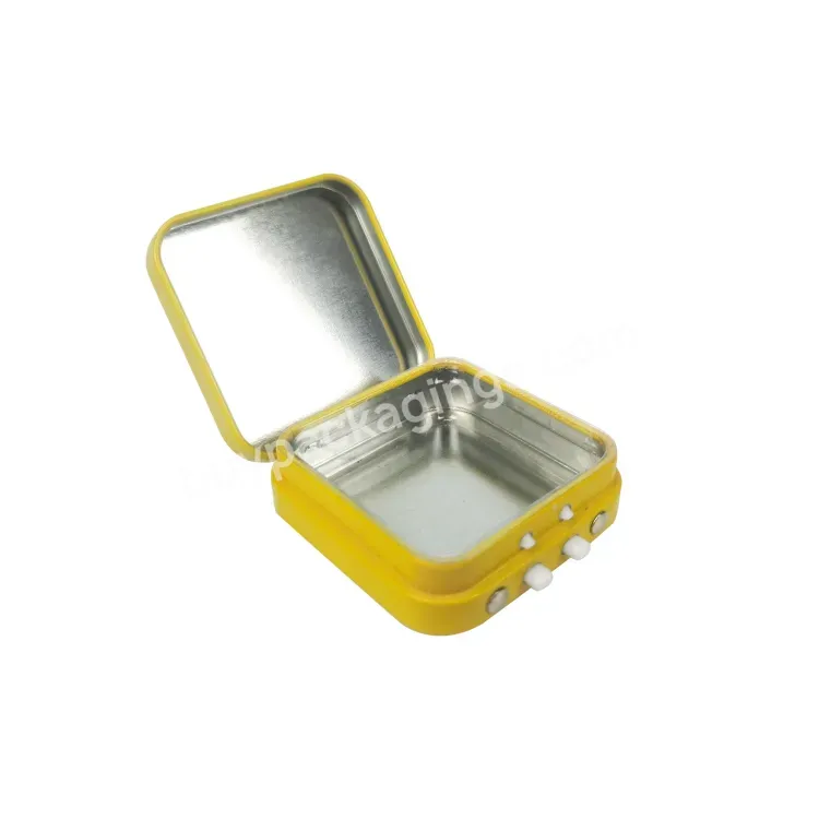 Cr Tin Cans Rectangular Cube Square Yellow Color Proof Child Resistant Box For Custom Safe Case Clear Cr Tin Can