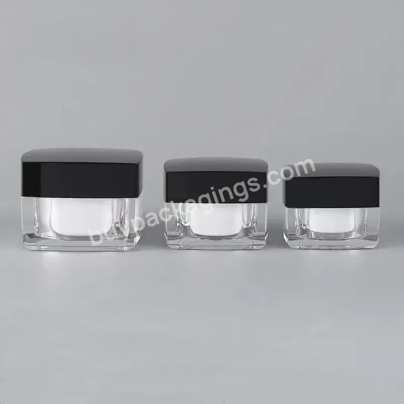 Cream Container Cream Jar Black Square Plastic Acrylic 15g 30g 50g Cosmetic Packing Ps Screw Round 100pcs Cn;shg Kj-fxl Kaijin