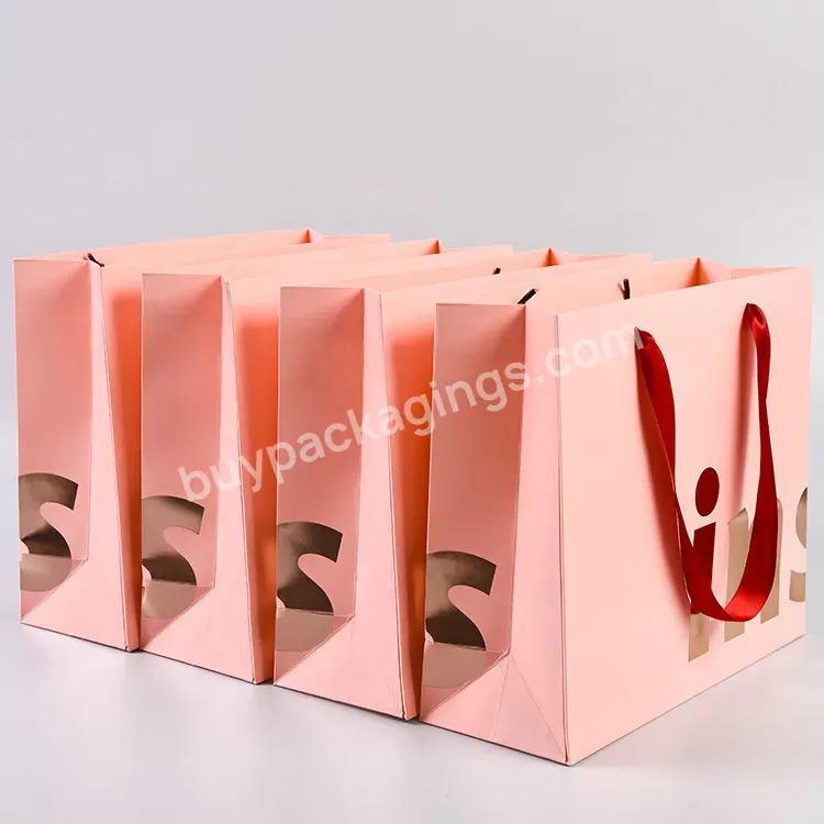 Creatrust Proof Thick Luxury Ribbon Pink Craft Glass Kraft China Flat Bottom Rope Boutique Paper Shopping Bag - Buy Shopping Paper Bag,Flour Packaging Wine Disposable Fruit And Vegetable Floral Paper Bag Food,Coffee Pink Ribbon Brown Take Away Food D