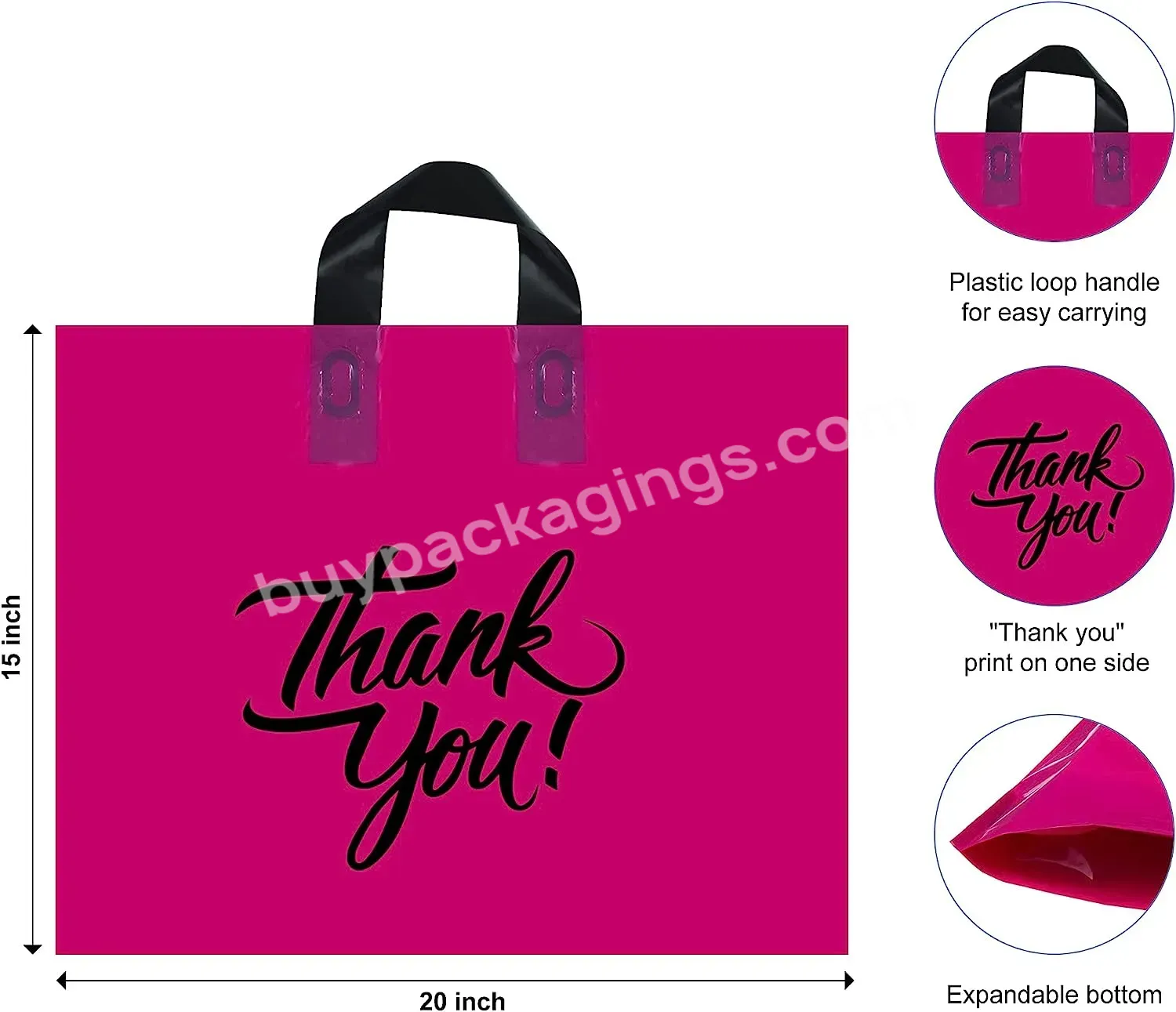 Ctcx Customthank You Pink/purple Panton Plastic Shopping Garment Packaging Bags Die Cut Shopping Handle Carry Bag