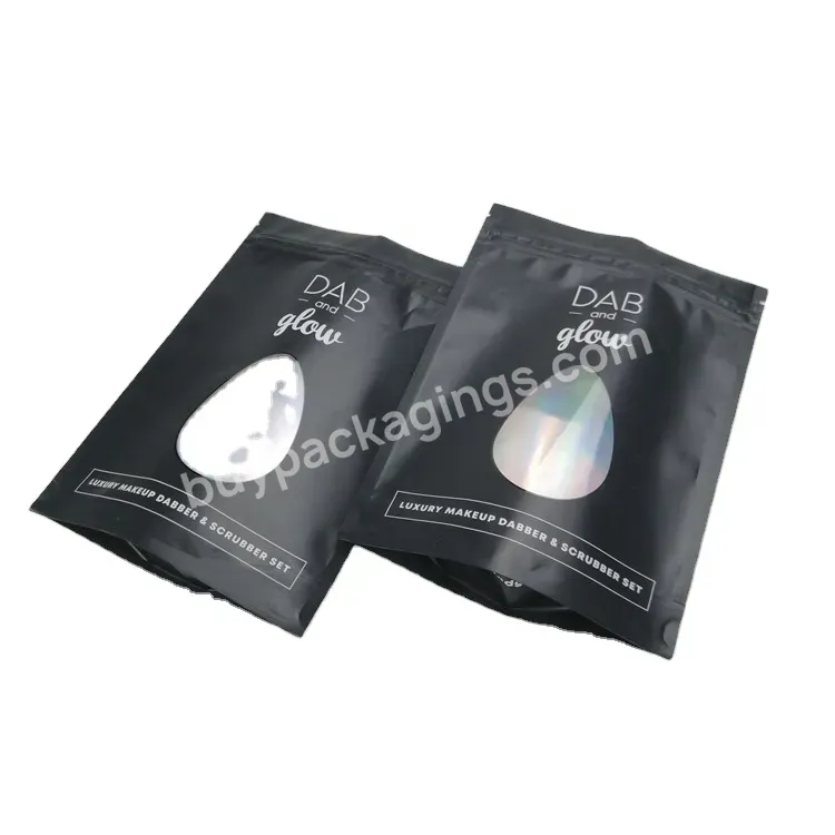 Cushion Printed Cosmetic Powder Accessories Packaging Ziplock Bags Matte Black Holographic Plastic Foil Pouch Makeup Puff Bags - Buy Makeup Puff Bags,Holographic Plastic Foil Pouch,Accessories Packaging Ziplock Bags.