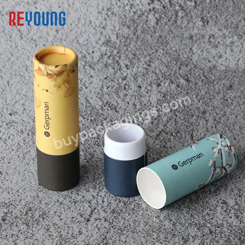 Custom 0.14oz Custom Free Plastic Eco Friendly Lip Balm Container Push Up Chapstick Tubes Cylinder Packaging Cardboard Paper Tub