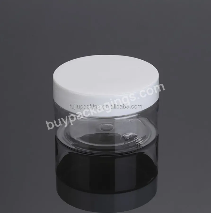 Custom 100ml 200ml 8oz 16oz 500ml Clear White Black Amber Wide Mouth Cosmetic Containers Plastic Pet Jar With Aluminum Lid - Buy Custom 100ml 200ml 8oz 16oz 500ml Cosmetic Pet Jar,Clear White Black Amber Wide Mouth Plastic Jar,Pet Jar With Black Whit