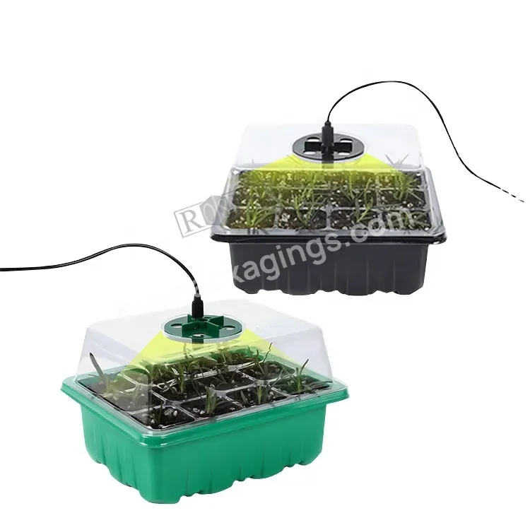 Custom 12 Cell Germination Seedling Starter Tray Kit Garden Nursery Plant Seed Planting Tray With Cover With Dome Grow Lights - Buy Nursery Plant Trays With Cover With Dome Grow Lights,Seed Starter Tray With Grow Light,Greenhouse Nursery Tray.