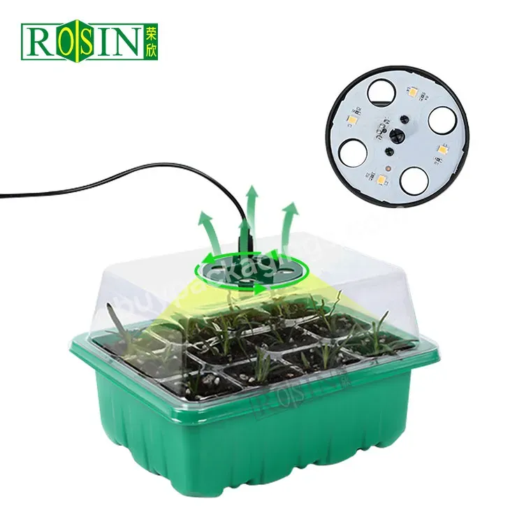 Custom 12 Cell Germination Seedling Starter Tray Kit Garden Nursery Plant Seed Planting Tray With Cover With Dome Grow Lights - Buy Nursery Plant Trays With Cover With Dome Grow Lights,Seed Starter Tray With Grow Light,Greenhouse Nursery Tray.