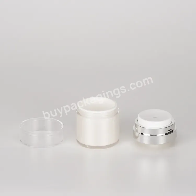 Custom 15ml 30ml 50ml Luxury Acrylic Pp Plastic Airless Pump Powder Cream Skincare Empty White Jar For Cosmetic 1oz 2oz - Buy Airless Cosmetic Jars.