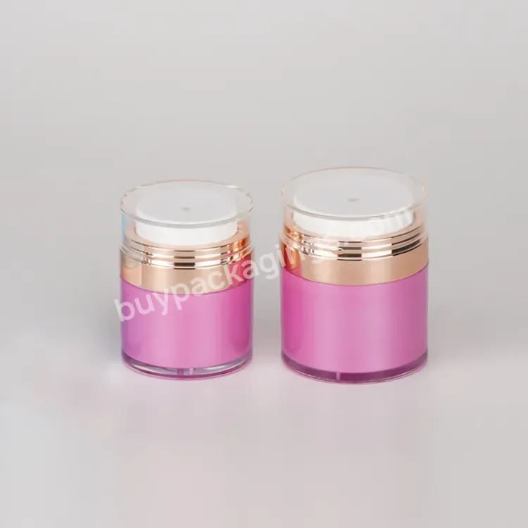 Custom 15ml 30ml 50ml Luxury Refill Pink Skincare Plastic Container Packaging Skin Care Airless Cosmetic Eye Pump Cream Jar - Buy Pink Airless Jar.
