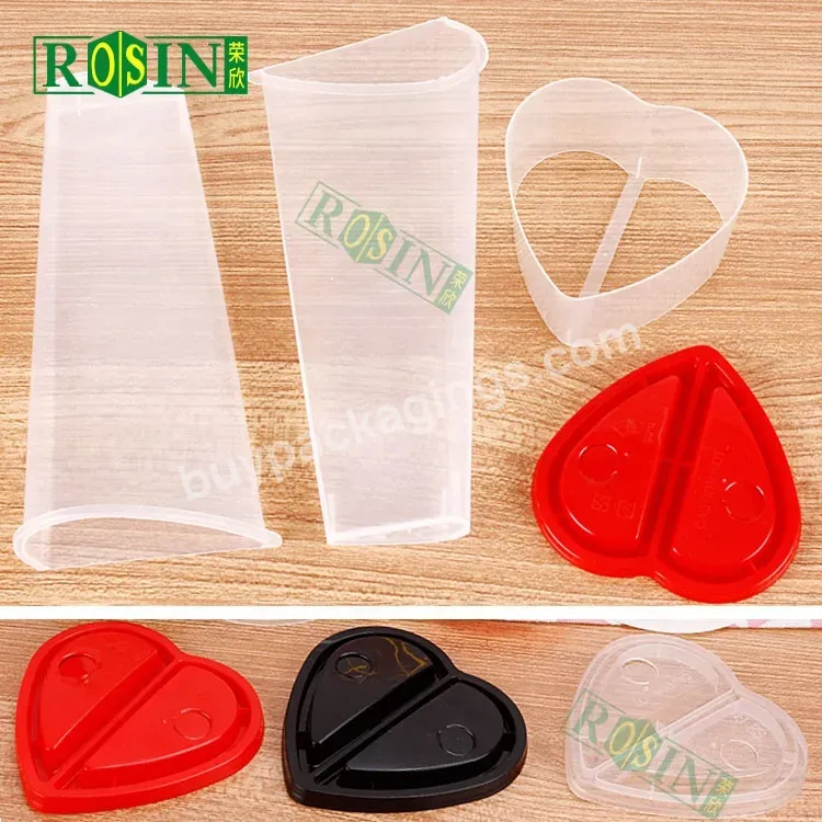 Custom 16oz 22oz 700ml Clear Plastic Disposable U Shape Pet Bubble Tea Plastic Split Twin Cup With Straw Lid