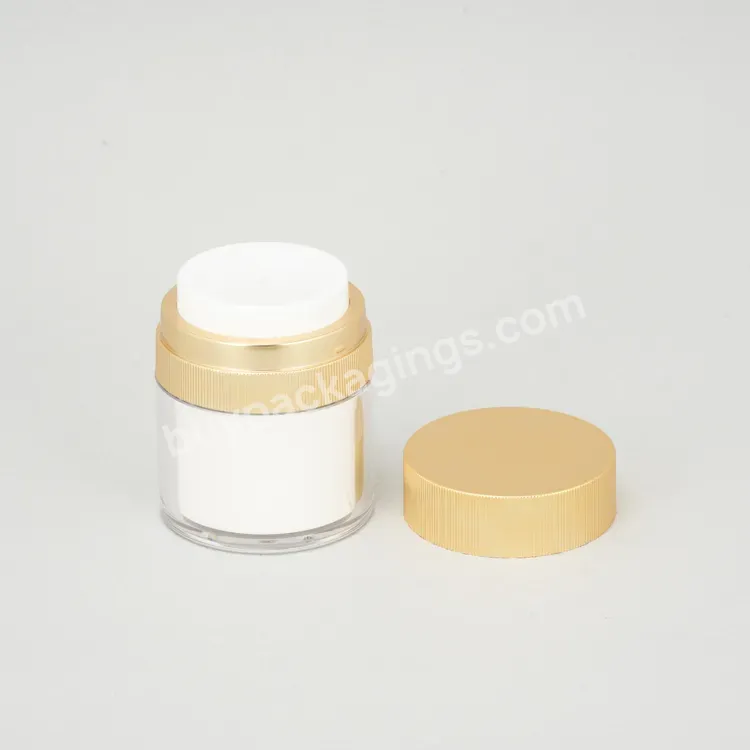 Custom 30ml 50ml Luxury Vacuum Airless Moisturizer Pump Jar With Gold Lid - Buy 50ml Gold Airless Jar.