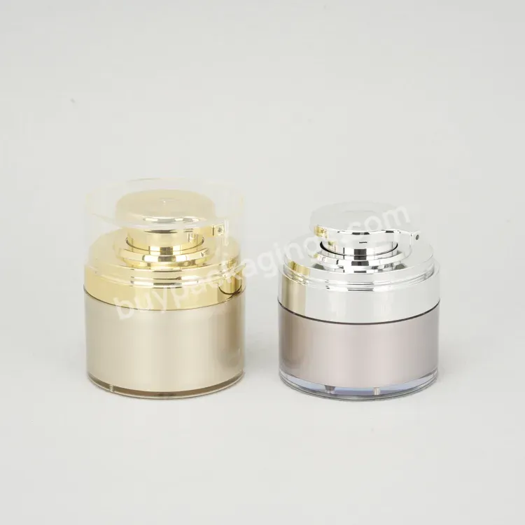 Custom 30ml 50ml Luxury Vacuum Airless Moisturizer Pump Jar With Gold Lid - Buy 50ml Gold Airless Jar.