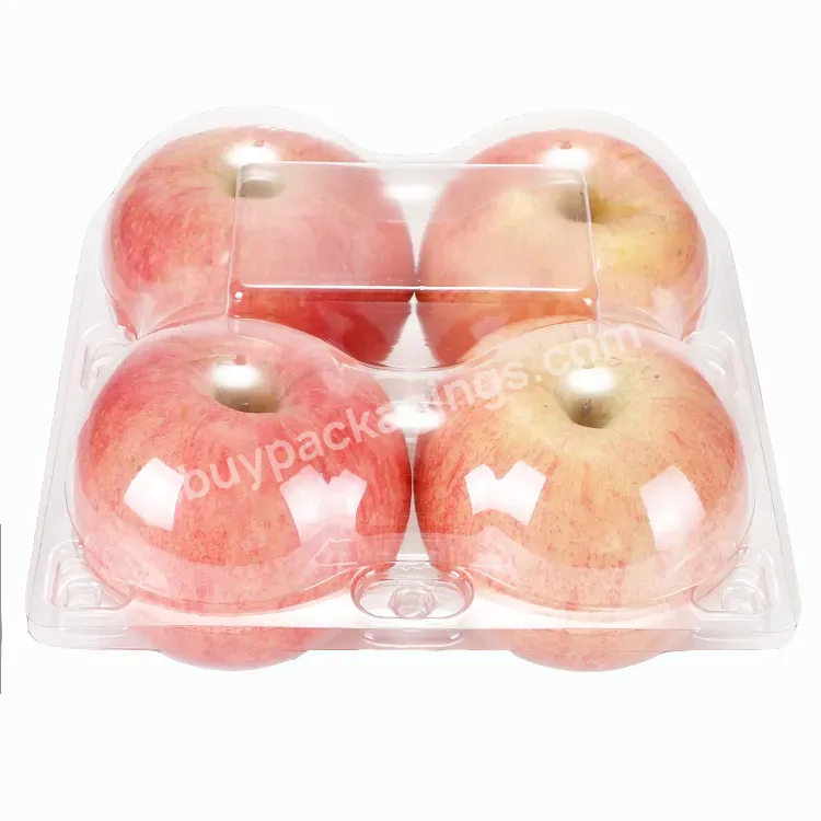 Custom 4 Compartments Clamshell Plastic Pet Fruit Container Box Clear Apple Box Fruit Stackable Tray - Buy 4 Compartments Clamshell Fruit Container,Apple Box Fruit Stackable Tray,Custom Pet Fruit Container Box.