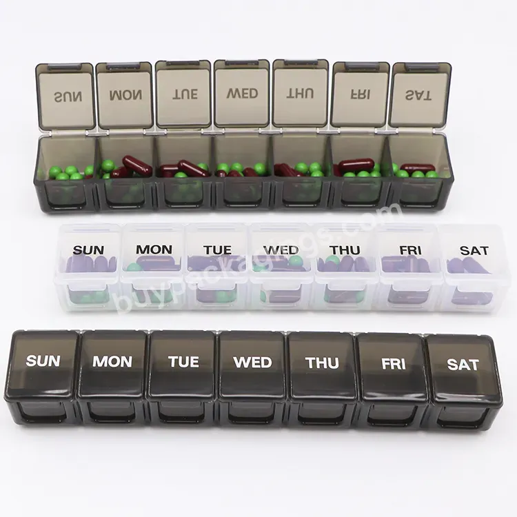 Custom 7 Days One Piece Design Vitamin Storage Case Pill Case Weekly Medicine Box Portable Pill Box Tablet Dispenser