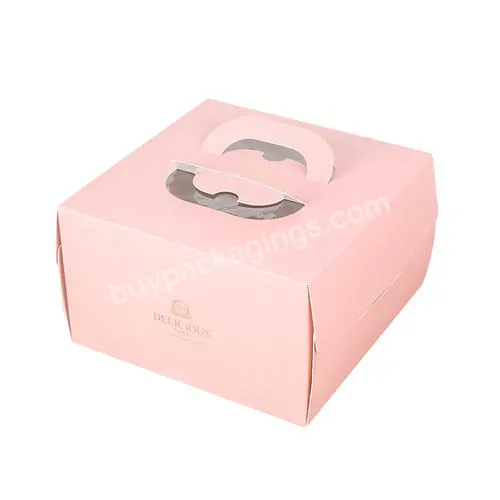 Custom Art Paper Rigid Cardboard Paper Cake Cupcake Dessert Macaron Cardboard Handle Paper Package Box Cake Gift Box With Handle - Buy Rigid Gift Box,Gift Boxes With Handle,Gift Box With Window.