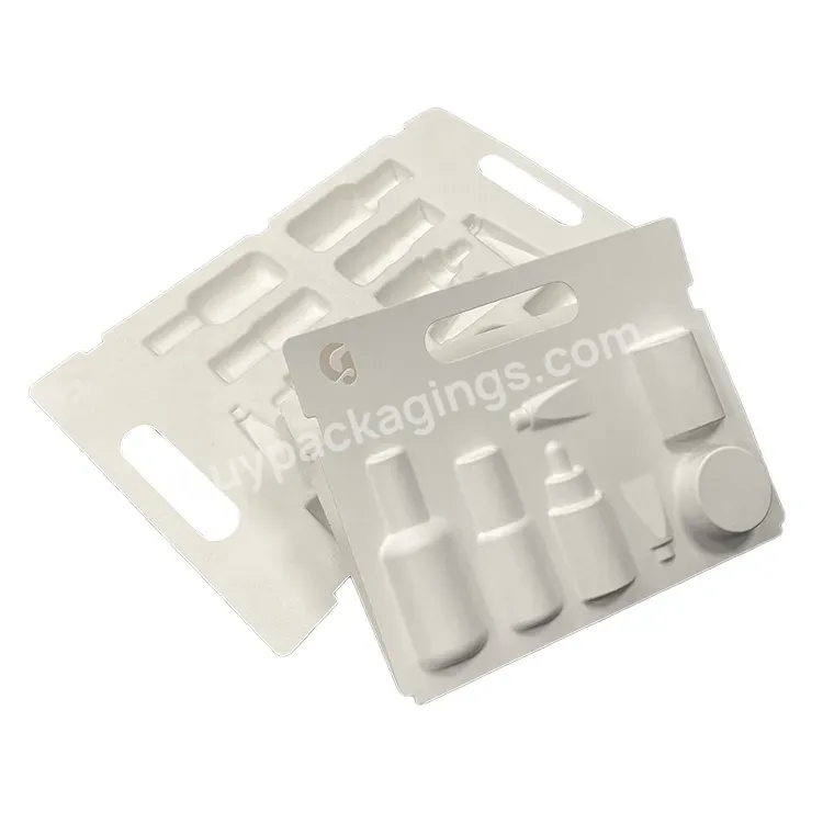 Custom Bagasse Fiber Molded Packaging Cosmetic Pack Inner Tray Pulp Insert - Buy Moulding Hot Selling Compostable Packaging Pulp Insert,100% Biodegradable Machine Paper Pulp Tray Pulp Insert,Eco-friendly Fiber Paper Pulp Dry Press Recycled Packaging