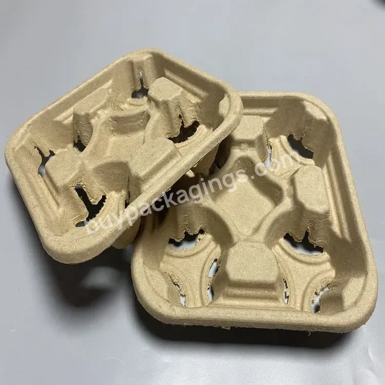 Custom Bio 4 Cups Coffee Portable Takeout Coffee Paper Cup Carrier Biodegradable Disposable Coffee Paper Holder Tray - Buy Coffee Carry Tray,Paper Tray For Coffee,Coffee Takeaway Tray.