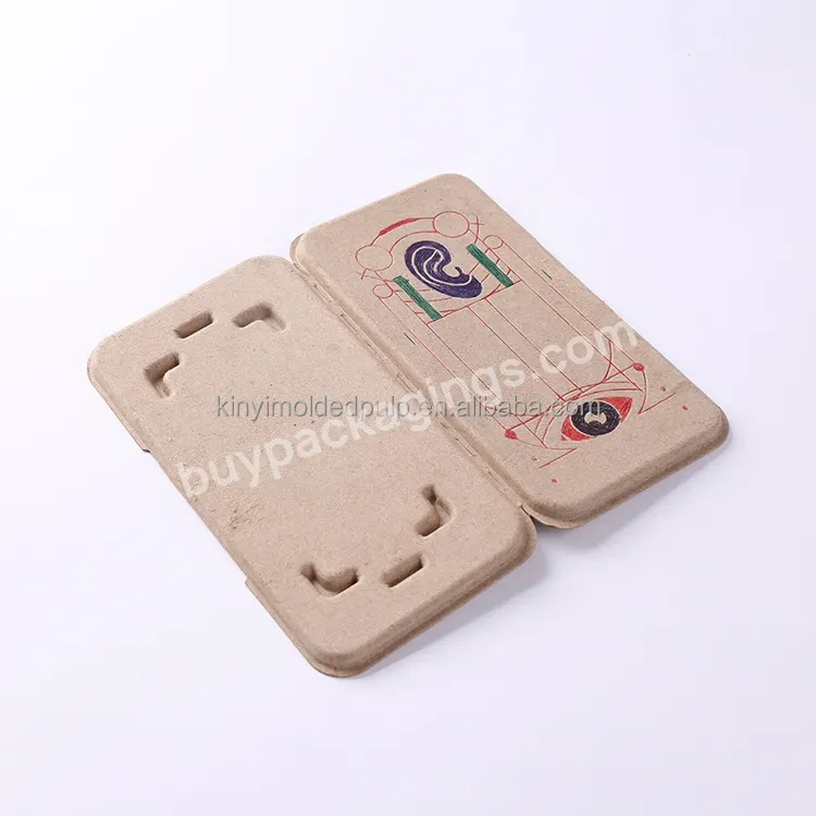 Custom Biodegradable Dry Press Molded Paper Pulp Inner Tray Insert Electronics Packaging Box For Mobile Phone Case