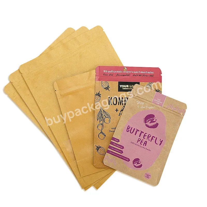 Custom Biodegradable Recycled Mill Customized Stand Up Pouches Brown Kraft Paper Zip Lock Bags With Logo - Buy Biodegradable Black Kraft Paper Stand Up Pouch Bag,Kraft Recycled Paper Zip Lock Bags Customised With Logo,Kraft Stand Up Pouches Kraft Pap