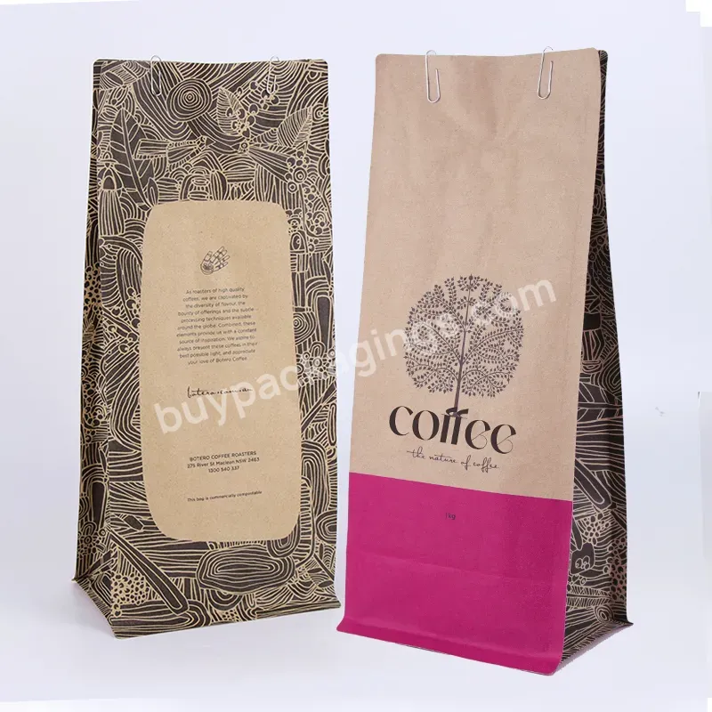 Custom Biodegradable Side Gusset Flat Packaging Stand Up Bags Food Packaging Pouch Coffee Bag - Buy Coffee Bag,340g Kraft Coffee Stand Up Bags Food Packaging Pouch,Custom Pla Biodegradable Side Gusset Flat Bottom Beans Packaging 100gr 100g 150 G 250g