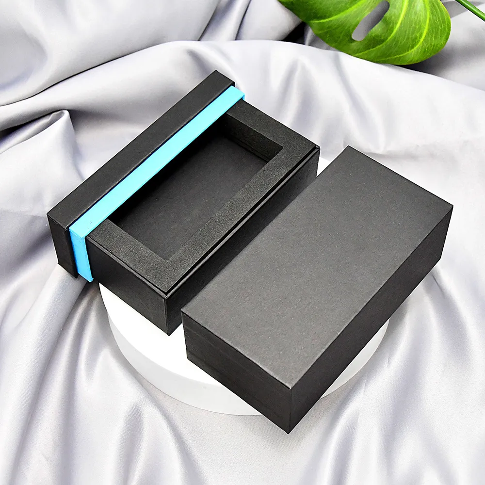Custom Black Cardboard Paper Sliding Gift Box Packaging Drawer Box