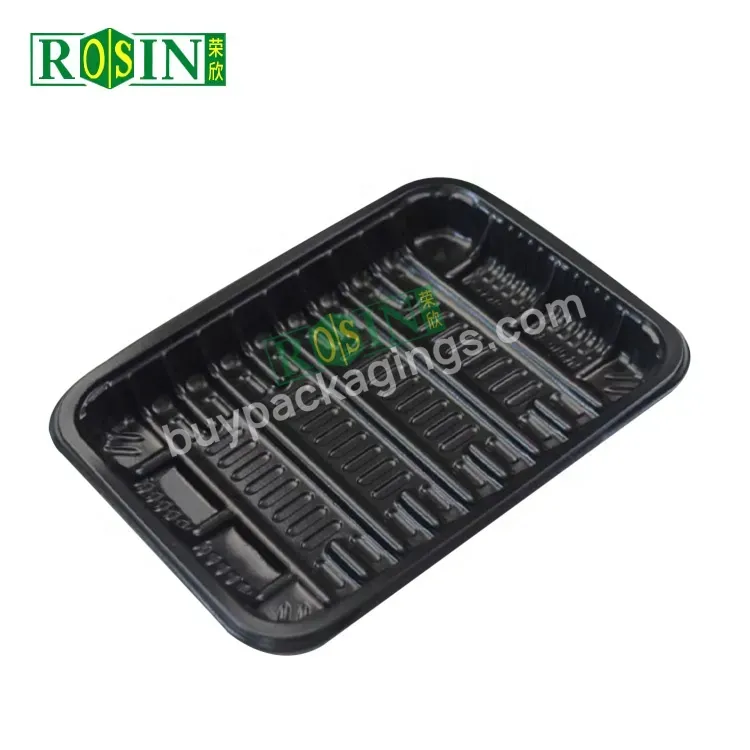 Custom Black Disposable Food Packaging Plastic Pp Supermarket Defrosting Map Flat Tray For Thawing Frozen Meat