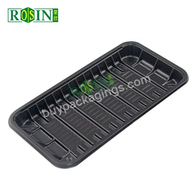 Custom Black Disposable Food Packaging Plastic Pp Supermarket Defrosting Map Flat Tray For Thawing Frozen Meat