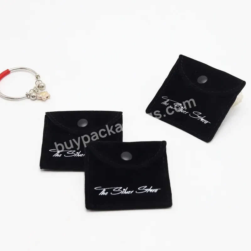 Custom Black Suede Envelope Flap Jewelry Packaging Pouch Small Microfiber Envelope Dust Bag With Black Button - Buy Envelope Dust Bag,Suede Envelop Pouch,Envelope Flap Pouch.