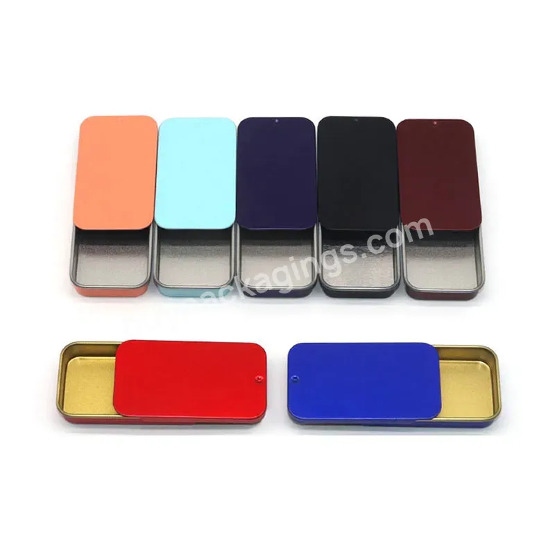 Custom Blank Printed Metal Case Sliding Lid Tin Can Rectangular Square Metal Container Tin Box With Lid - Buy Wholesale 10ml 35ml 60g Metal Slide Solid Perfume Tins Small Rectangle Sliding Empty Black Lip Balm Tin Container,Factory Stock Push Pull Tw