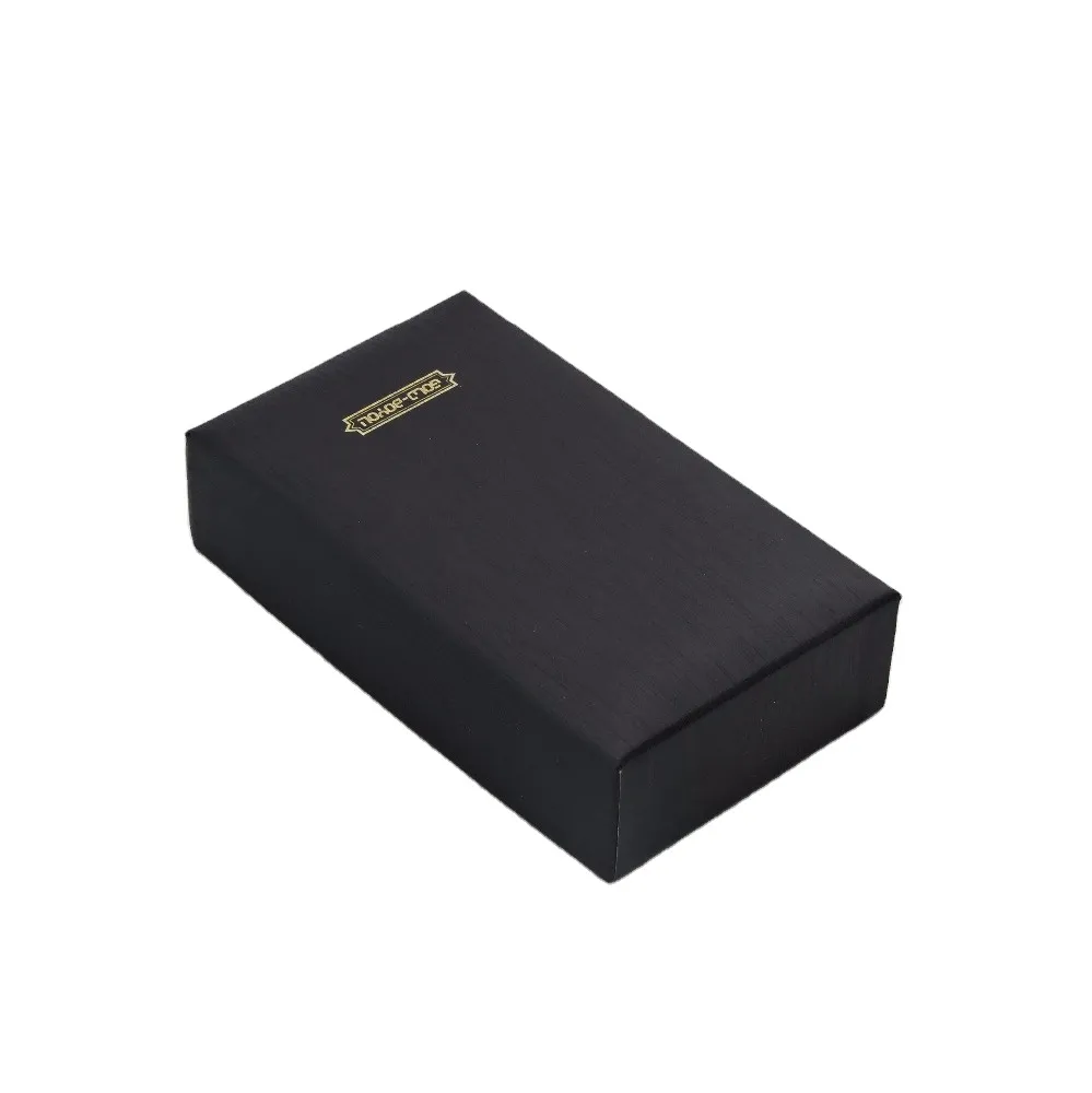 Custom bow tie packaging box with logo luxury black gift box for cufflink lid and base paper box