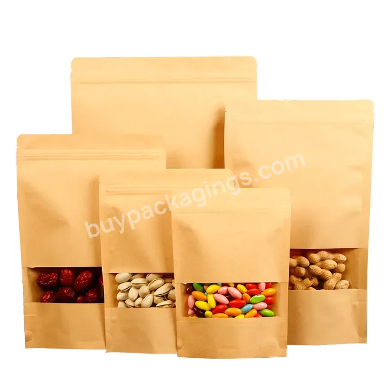 Custom Brown Zipper Vertical Food Kraft Paper Pouch Packaging - Buy High Quality Customized Brown Food Kraft Paper Packaging Bag,Custom Zipper Window Opening Kraft Paper Pouch Packaging,Customized Popular Logo Vertical Kraft Paper Bag Packaging.