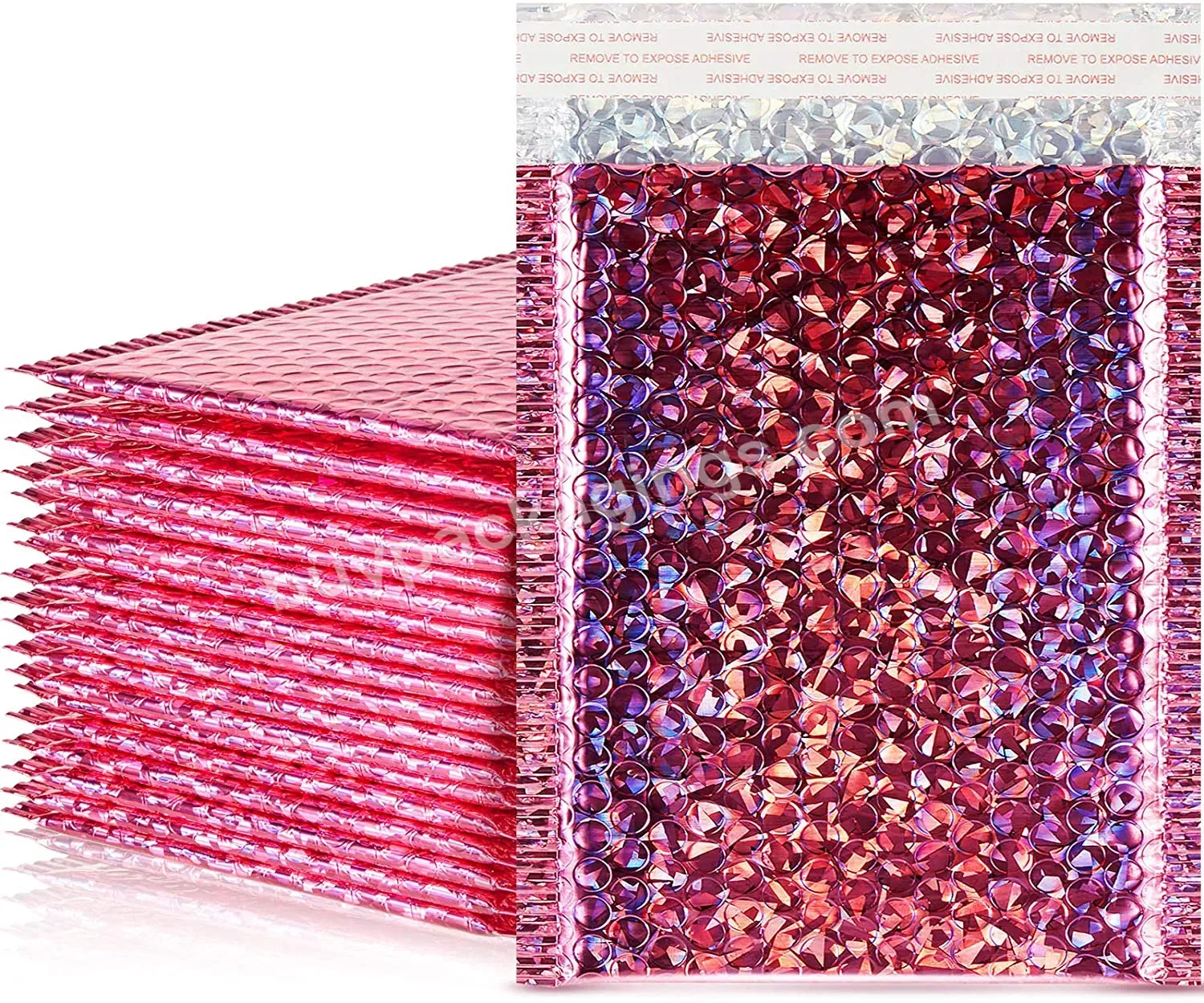 Custom Bubble Mailer Holographic Pink Holographic Bubble Mailer Holographic Bubble Packages - Buy Custom Metallic Padded Envelopes,Pink Holographic Bubble Mailer,Holographic Bubble Packages.