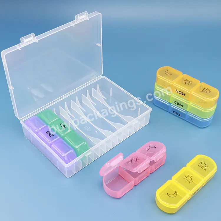 Custom Cartoon Logo Color Weekly Pill Storage Organizer 7 Days Sorting And Storing 2 Or 3 Girds Small Cases Medicine Boxes