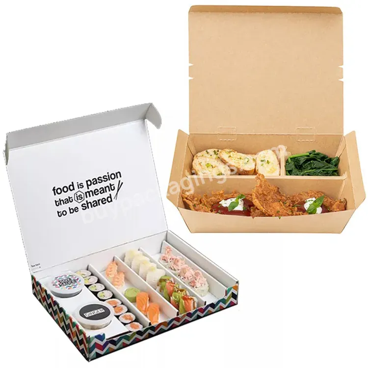 Custom Catering Restaurant Take Out Bento Kraft Sushi Lunch Packaging Compartment Box Paper Takeaway Divider Food Sushi Boxes - Buy Kraft Box Food Packaging,Kraft Corrugated Food Boxes,Customized Box.