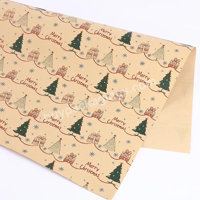 Custom Christmas Wrapping Paper For Kids Holiday Gift Wrap Contain With Snowflake Green Tree Xmas Design Packaging Tissue Paper - Buy Custom Tissue Wrapping Paper,Tissue Paper,Tissue Paper Packaging.