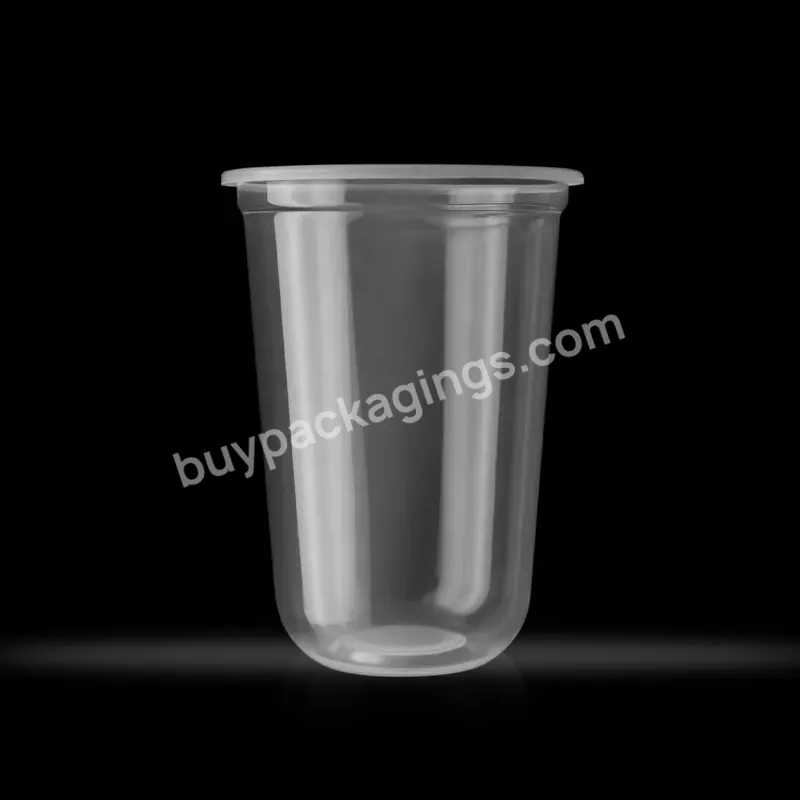 Custom Clear Disposable Plastic Pp U Shape Boba Bubble Milk Tea Cup With Lids