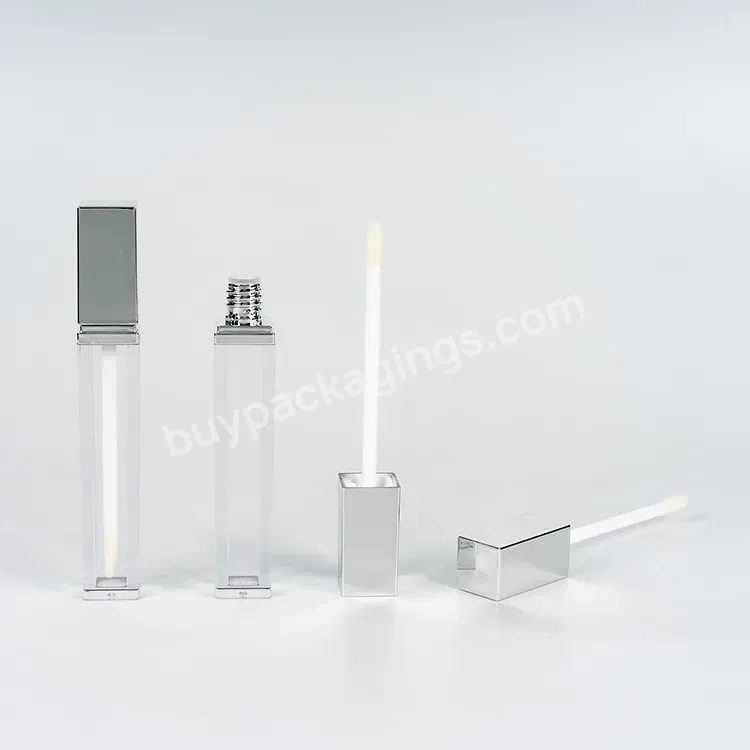 Custom Clear Empty Lipgloss Square Rectangle Wand Lip Gloss Tubes Containers 5ml 8ml 10ml 15ml - Buy Square Gloss Tube.
