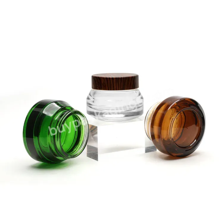 Custom Clear Green 30g 15g Cosmetic Cream Facial Serum Jar Set Glass Jar Glass Moisturizer Jar Skincare Packaging - Buy Cream Jar 30g,Skincare Moisturizer Jar,Cosmetic Jar.