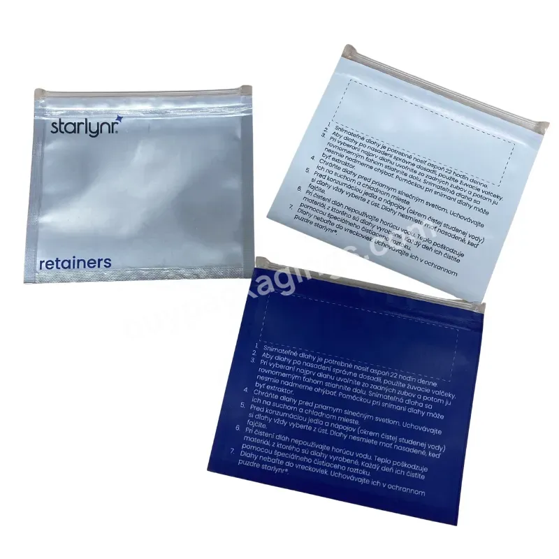 Custom Clear Small Plastic Bags Invisible Aligners Reusable Small Aligners Clear Ziplock Bags Clear Front Mylar Bag With Window - Buy Small Clear Aligners Ziplock Bag,Clear Small Plastic Bags For Invisible Aligners,Clear Front Mylar Bag With Window.