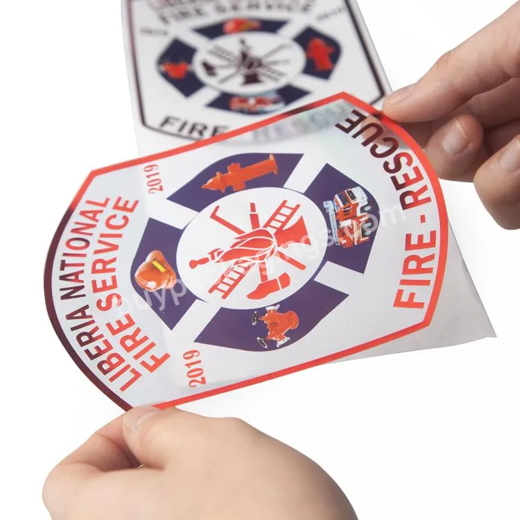 Custom Clear Transparent PP PET BOPP PVC Vinyl Red Foiling Hot Stamping Labels Sticker For Fire Fighting Product