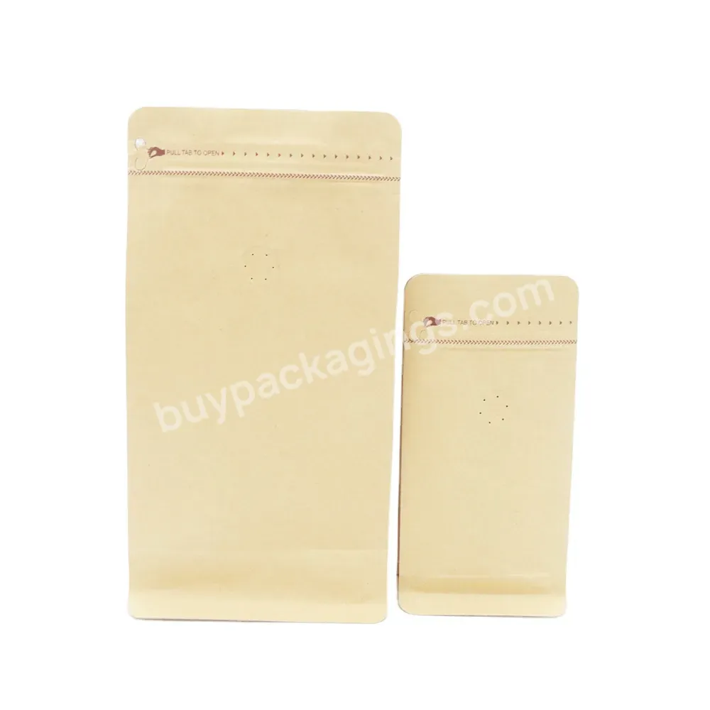 Custom Coffeepackaging Kraft Paper With Valve And Pull Tab Flat Bottom Stand Up Pouch Biodegradable Coffee Packaging Bsgs - Buy Compostable Stand Up Pouch,Brown Kraft Paper Bag With Tin Tie,Biodegradable Coffee Packaging.