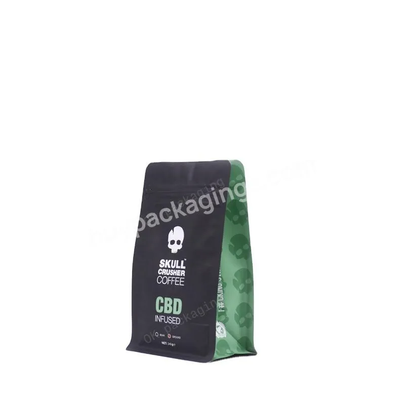 Custom Compostable Empty Flat Bottom Coffee Bags With Valve And Zipper Resealable Packaging Coffee Bag Coffee Packaging Bag