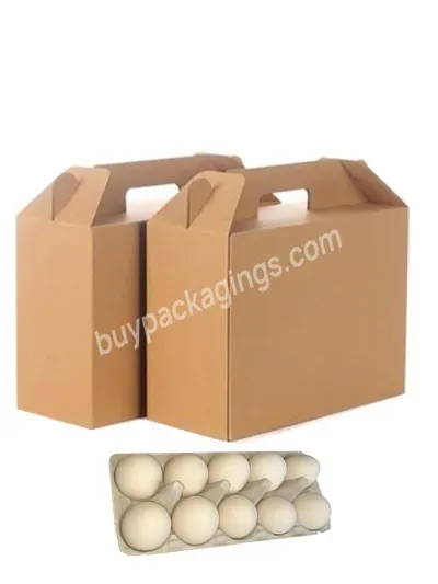Custom Corrugated Brown Paper Logo Printing Cheap Food Egg Storage Packaging Portable Box - Buy Egg Carry-on Box,Custom Packing Box Wholesale,Factory Custom Egg Bump Proof Box.