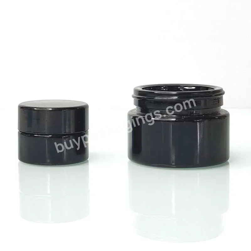 Custom Cosmetic Packaging Empty Wide Mouth Airtight Container Black Uv Violet Cream Glass Jar - Buy Skin Care Violet Cosmetic Glass Jar Packaging,Custom Cosmetics Cream Glass Jars,Luxury Glass Jars With Lids For Cosmetics.
