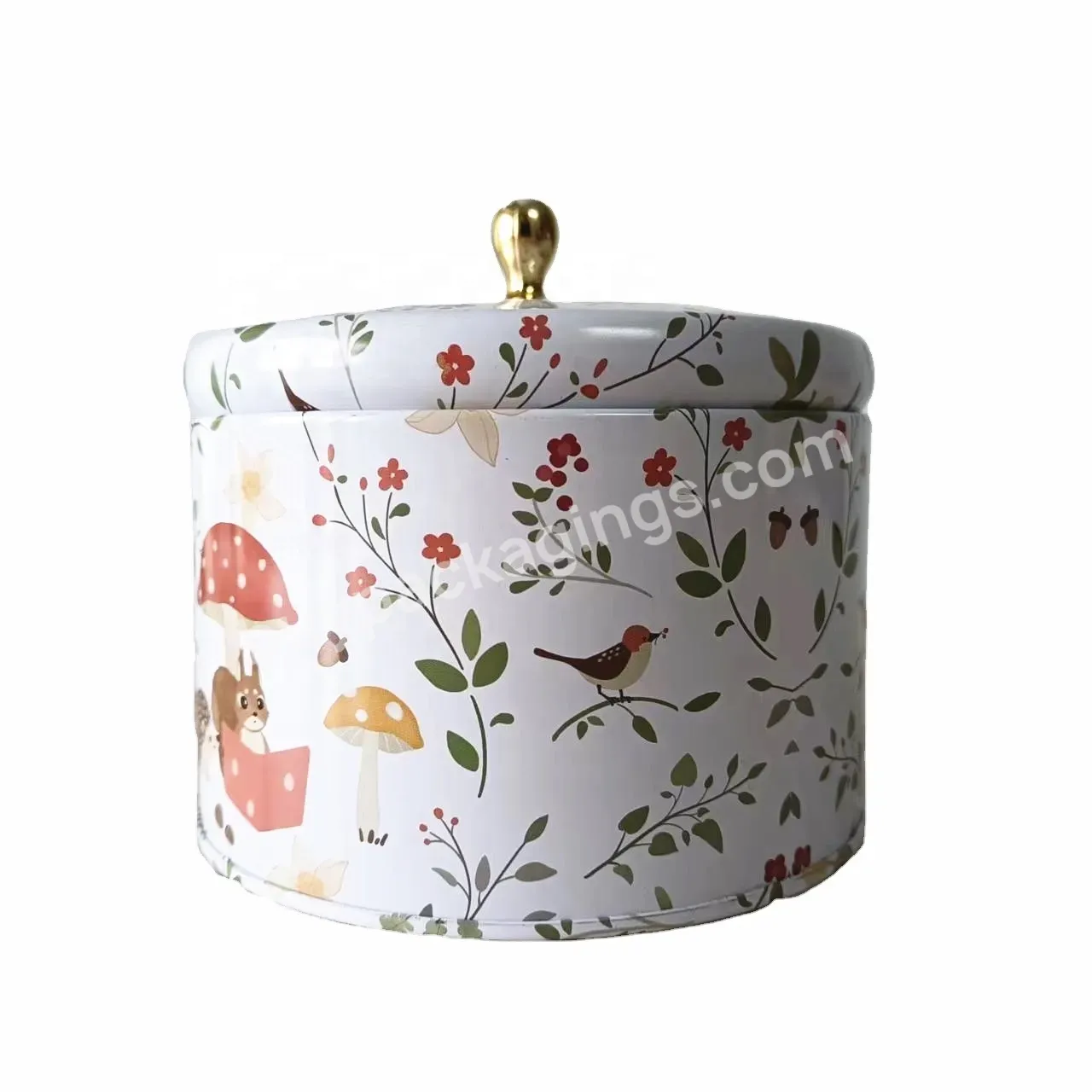 Custom Design Decorative Candle Tin Jar With Gold Knob On Lid Cover Leak Proof Printed 3 Wicks Candle Container With Domed Lid - Buy 16 Ounce Candle Jar Custom Print,350ml Candle Jar Tin Metal Candle Container,Decorative Metal Jar For Candle Wax.