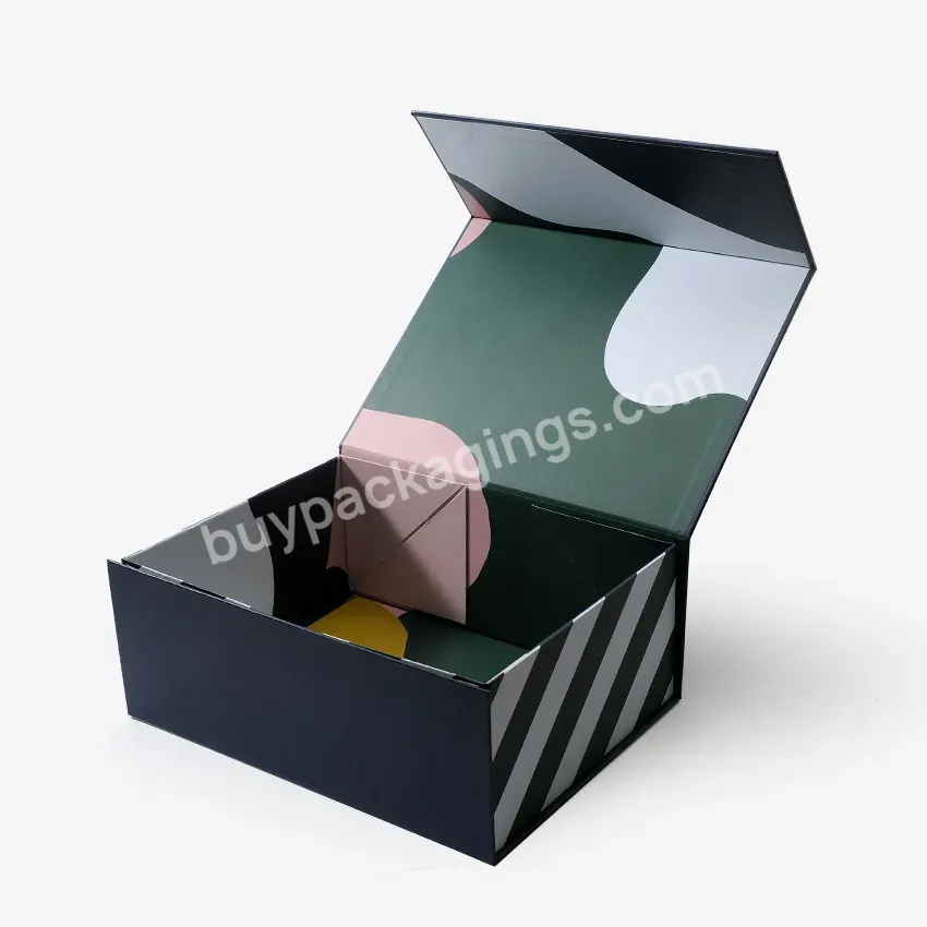Custom Design Foldable Rigid Cardboard Black Magnetic Gift Box With Magnet Closure - Buy Flip Top Boxes With Magnetic Catch,Gift Box With Magnet Closure,Black Magnetic Gift Box.